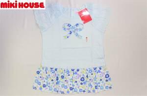 49　新品本物即決　120cm　ミキハウス　MIKI HOUSE　女の子用　半袖Tシャツ　リーナちゃん　レースチュールふんわり袖　花柄　有名ブランド