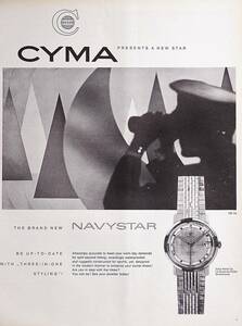 稀少・時計広告！1964年シーマ時計広告/Cyma Navystar/Watch/K