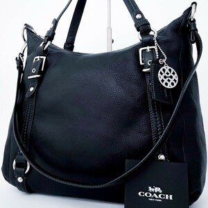 1円〜■極美品■COACH コーチ 2way チャーム トートバッグ ビジネス ブリーフケース 大容量 A4 レディース メンズ レザー ブラック 黒