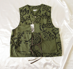 エンジニアードガーメンツ★2023ss★国内レアモデル★≪≪税込定価 42,900円≫≫★ C-1 Vest - Floral Print Ripstop/ Olive【XS】