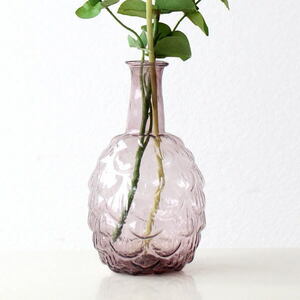 花瓶 フラワーベース おしゃれ ガラス 花器 ガラスベース シンプル クリア 透明 かわいい インドの吹きガラスベース パープル