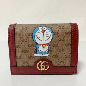 GUCCI DORAEMON×GUCCI ミニ財布 カードケース 647788 ドラえもんコラボ ミニGGスプリーム コンパクトウォレット 美品