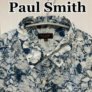 ポールスミスコレクション　PaulSmith collection 花柄シャツ　フラワープリント　薄手　長袖シャツ ブルーグリーン　Mサイズ