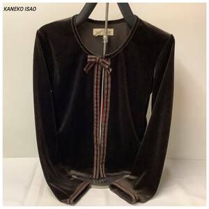 ☆美品☆ KANEKO ISAO カネコイサオ ベロア リボン使い トッパー カーディガン ブラウン