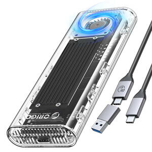 ORICO M.2 SSD 外付けケース 40Gbps 工具不要 USB4 NVMe M.2 SSDケース ファン内蔵の透明Thunderbolt 4 SSD ケース