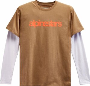 Lサイズ - サンド/ウォームレッド - ALPINESTARS アルパインスターズ Stack 長袖 ニット Tシャツ