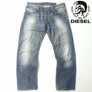 美品 DIESEL ディーゼル LARKEE 008J4 ユーズド加工 インディゴデニム ストレート パンツ W34 L32 XL ジーンズ【相場価格￥34,560-】