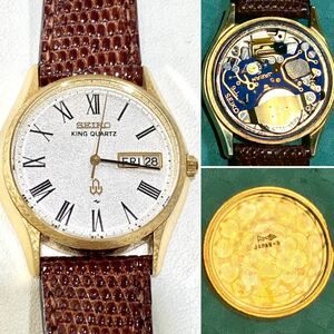 希少品 極美品【SEIKO】キングクォーツ 0853-8010 金無垢 18K アンティーク 腕時計 KING SEIKO ヴィンテージ★純正木箱付き