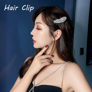 ヘアクリップ シルバー 羽根形 フェザー ヘアアクセサリー キラキラ 前髪 大きめ ヘアピン 髪止め メタル 韓国風 ファッション