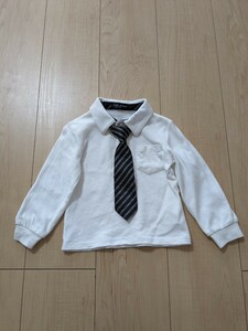 男の子　90cm　フォーマル　長袖シャツ　ネクタイ付　白ホワイト