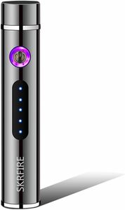 SKRFIRE ライター LEDスイッチ プラズマライター 防風 デュアルアークライター フレームレス&燃料フリー 電気ライター (ブラック)