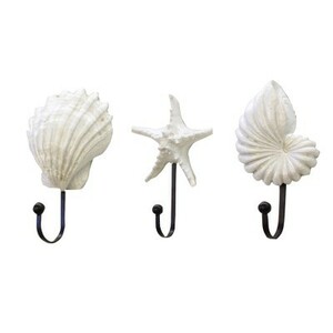 ウォールフック 白いヒトデ&貝殻モチーフ マリン風 3種類セット