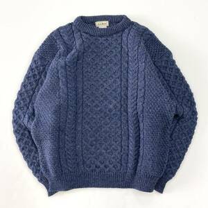 ビンテージ 80s l.l. bean ウール アラン フィッシャーマン セーター ニット バーズアイ エルエルビーン ll bean wool aran fisherman knit