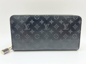 LOUIS VUITTON ルイヴィトン リザードレザー ジッピーウォレット パドロック ファスナー財布 ブラック モノグラム レア品 N82154 新品