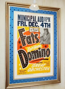ファッツ・ドミノ/ニューオリンズ・ライブポスター額装/New Orleans Rock&Roll History/Fats Domino/R