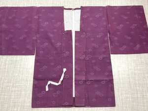 中古美品　着物　アンティーク　羽織　レディース　メンズ　紫　しみ　デザイン　きもの　レトロ 1019