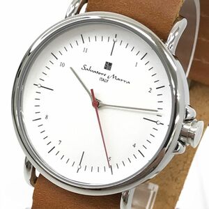 新品 Salvatore Marra サルバトーレマーラ 腕時計 SM22104-SSWH クオーツ シルバー ブラウン コレクション レザーベルト 動作OK 箱付き .