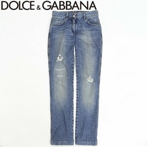 ◆DOLCE&GABBANA ドルチェ＆ガッバーナ ダメージ加工 デニム パンツ ジーンズ インディゴブルー 38