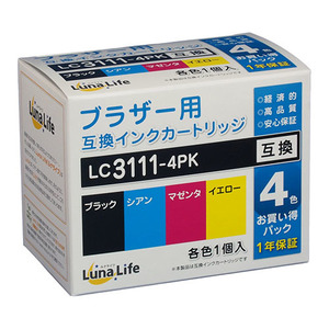 ワールドビジネスサプライ Luna Life ブラザー用 互換インクカートリッジ LC3111-4PK 4本セット LNBR3111/4P /l