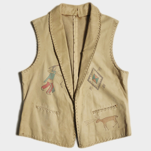 超絶レア! POLO COUNTRY ポロカントリー ハンドペイント LEATHER レザー VEST ベスト Ralph Lauren ポロラルフローレン RL90 90年代 NATIVE