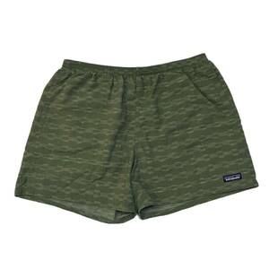 【 patagonia 】 美品 Baggies Shorts ハーフ パンツ 総 柄 ナイロン メッシュ バギーズ ショーツ L モス グリーン 緑 パタゴニア