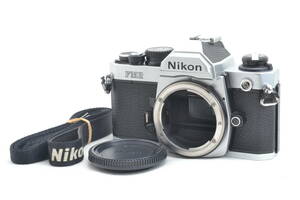 美品 ニコン Nikon New FM2 FM2N 後期型 CEマーク 一眼レフ MF フィルムカメラ シルバー ボディ ストラップ #6003