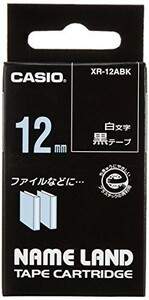 カシオ ラベルライター ネームランド テープ 12mm XR-12ABK 黒 白文字
