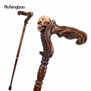 DA015:茶色の木製ヴァンパイアコスチューム　杖　頭蓋骨,装飾,木製,ハロウィーン　パーティー　コスプレ ファッション　93cm