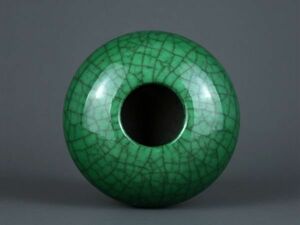 【瓏】陶磁器 緑釉小水盂 清代 染付 置物擺件 古賞物 中国古美術 蔵出
