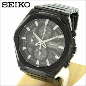 TS SEIKO/セイコー メンズ腕時計 WIRED VD57-KTH0 ブラック クロノグラフ デイト表示付き 動作良好