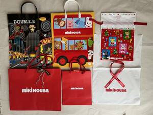 ミキハウスMIKI HOUSE☆ダブルＢ☆紙袋ショップ袋ショッパー☆リボン付きギフトプレゼント用ビニール袋