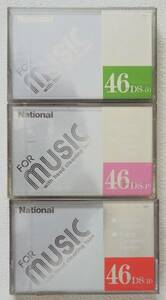 ◆カセットテープ ナショナル RT-46DS 5巻組◆古家電 未使用 ノーマル 3色 音楽用