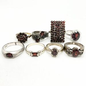 「ガーネットリング8点おまとめ」a 重量約36.5g宝石 ガーネットvintageリング ring jewelry 指輪 silver CE0 シルバー　