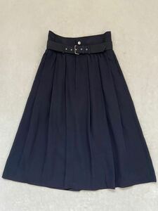 COMME des GARCONS sizeM ベルト付きロングスカート ダークネイビー 濃紺 ８０年代 1989 コムデギャルソン 初期 美品