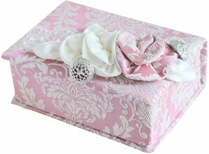 メルレットローサ　ミラー付き ジュエリーボックス　(ピンク)　アクセサリーケース 　リングケース　バラモチーフ　宝石箱