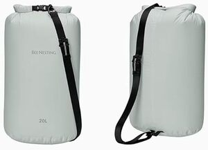 BeeNesting バックパッキング用超軽量防水バッグ ライトグレー 12L 20L ２枚セット