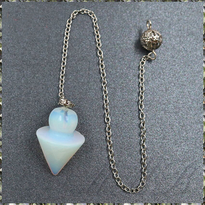[Healing] White Opal Moonstone Pendulum 24mm オパール ムーンストーン ダウジング 振子 パワーストーン ヒーリング ペンデュラム