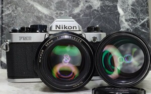 【終活整理】Nikon NEW FM2＋Ai NIKKOR 50mm f1.2 シンデレラ＋135mm f2.8 単焦点2本セット 各動作良好 露出計OK レンズ光学良好 ニコン