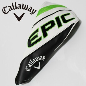 新品 キャロウェイゴルフ EPIC ドライバー用460㏄対応 刺繍装飾 ヘッドカバー 白黒緑　Ｋ2416