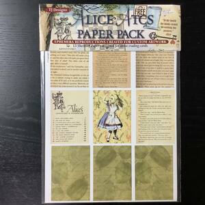 手芸 ペーパークラフト アートワーク■ARTBOOK_OUTLET■C1-162★送料無料 未開封 新品 ALICE ATCS PAPER PACK 不思議の国のアリス 15枚入り