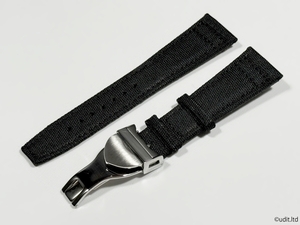ラグ幅：22mm レザーベルト 腕時計ベルト ファブリック ブラック 腕時計用バンド【チューダー TUDOR 対応】