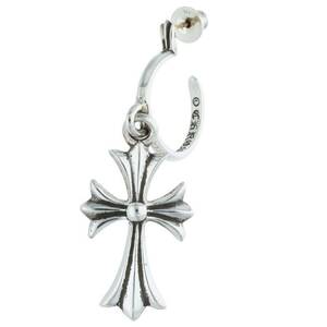 クロムハーツ Chrome Hearts TINY CH CROSS/タイニーCHクロスフープ シルバーピアス 中古 SJ02