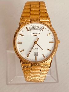 Longines ロンジン QWR Day Date Men’s メンズ quartz QZ クォーツ クオーツ watch 腕時計 18K PG Gold filled 金張り 稼働中