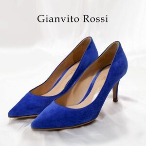 ジャンヴィットロッシ Gianvito Rossi ブルー スェード パンプス