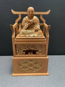 まごころ堂　最高級品仏の仏像　弘法大師　香木　2.5寸　総切本金　木製（A1-4）　5737　M