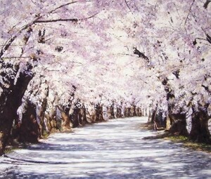 油絵 弘前公園の桜並木 MA1271