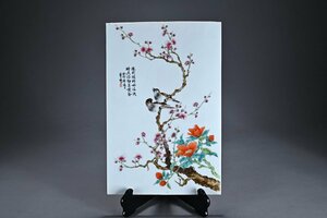 【華】某有名収集家買取品 時代物 中国伝来 珠山八友 花鳥文瓷板 古美術 骨董品YB230512-IE　