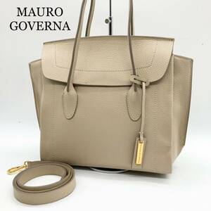 【未使用級】マウロゴヴェルナ トートバッグ 2way ゴールド金具 フラップ　MAURO GOVERNA