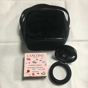 LANCOME ファンデーションケース ミラー付き Elegance ポーチ ナイロン エナメル ブラック セット