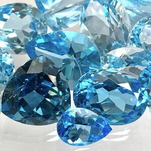 大粒!!〔天然ブルートパーズ16点おまとめ200ct 〕a ルース 裸石 ジュエリー ブルートパーズ jewelry blue topaz DF0 ①